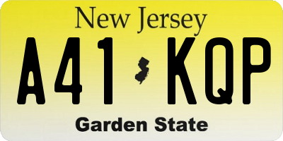 NJ license plate A41KQP