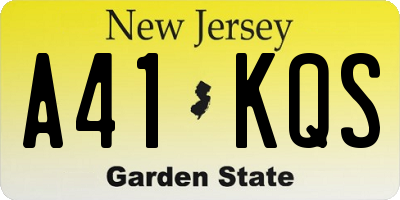 NJ license plate A41KQS