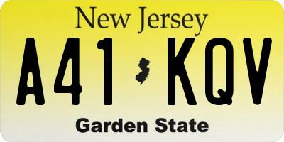 NJ license plate A41KQV