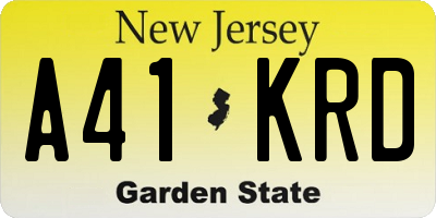 NJ license plate A41KRD