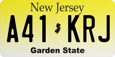 NJ license plate A41KRJ