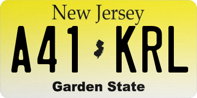 NJ license plate A41KRL
