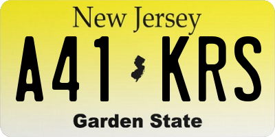 NJ license plate A41KRS