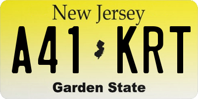 NJ license plate A41KRT