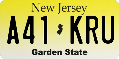 NJ license plate A41KRU