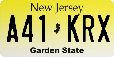 NJ license plate A41KRX