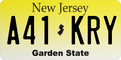 NJ license plate A41KRY