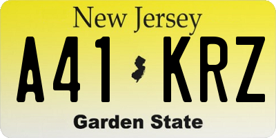 NJ license plate A41KRZ