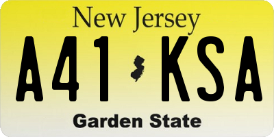 NJ license plate A41KSA
