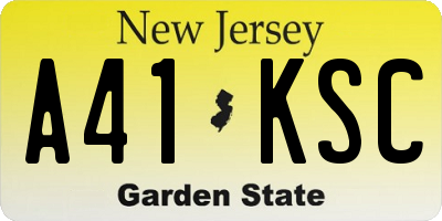 NJ license plate A41KSC