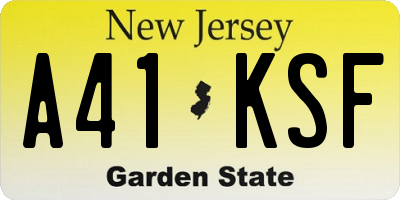 NJ license plate A41KSF