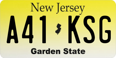 NJ license plate A41KSG