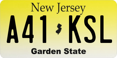 NJ license plate A41KSL