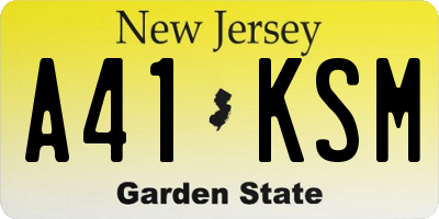 NJ license plate A41KSM