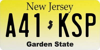 NJ license plate A41KSP