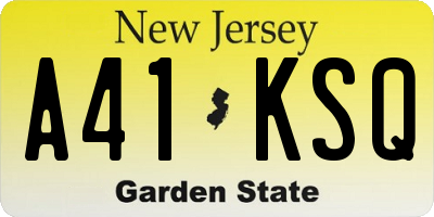 NJ license plate A41KSQ