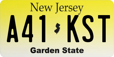 NJ license plate A41KST