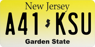 NJ license plate A41KSU