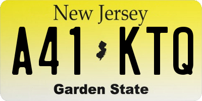 NJ license plate A41KTQ