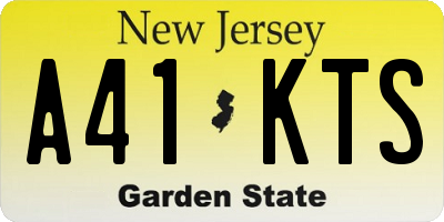 NJ license plate A41KTS