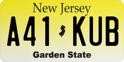 NJ license plate A41KUB