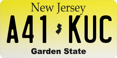 NJ license plate A41KUC