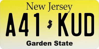 NJ license plate A41KUD