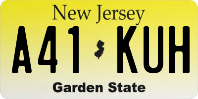 NJ license plate A41KUH