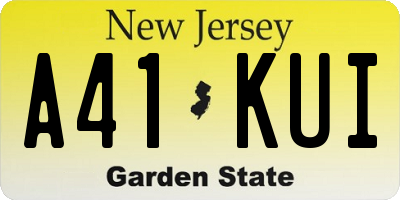 NJ license plate A41KUI