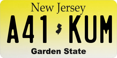 NJ license plate A41KUM