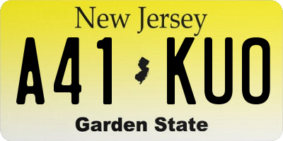 NJ license plate A41KUO