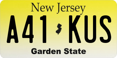 NJ license plate A41KUS