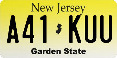NJ license plate A41KUU