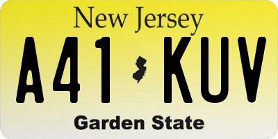NJ license plate A41KUV