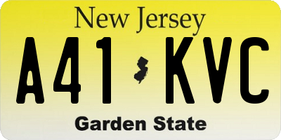 NJ license plate A41KVC