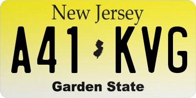 NJ license plate A41KVG