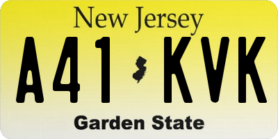 NJ license plate A41KVK