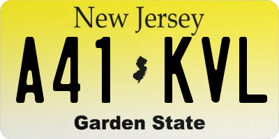 NJ license plate A41KVL