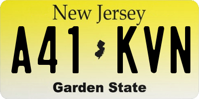 NJ license plate A41KVN