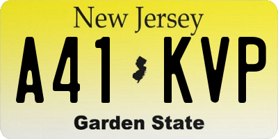 NJ license plate A41KVP