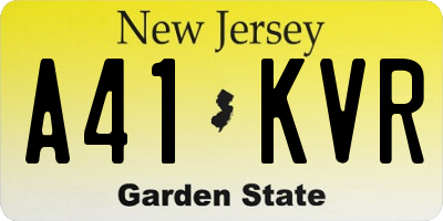 NJ license plate A41KVR