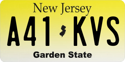 NJ license plate A41KVS