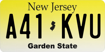 NJ license plate A41KVU