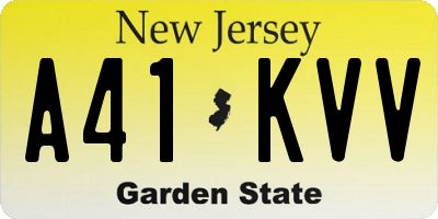 NJ license plate A41KVV