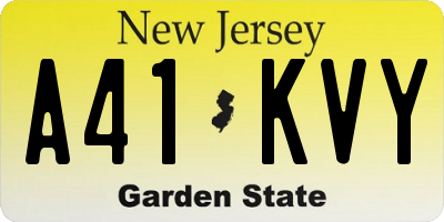 NJ license plate A41KVY