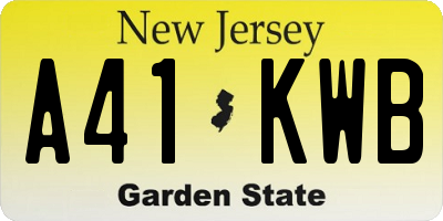 NJ license plate A41KWB