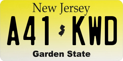 NJ license plate A41KWD