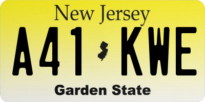 NJ license plate A41KWE