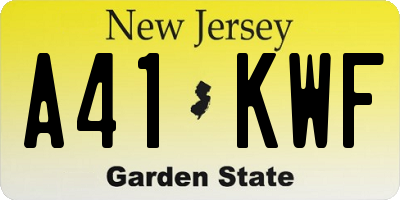 NJ license plate A41KWF
