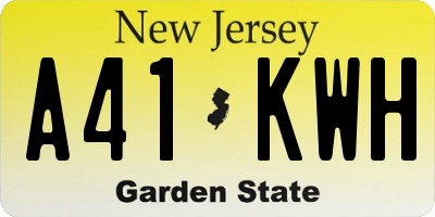 NJ license plate A41KWH